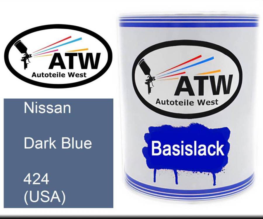 Nissan, Dark Blue, 424 (USA): 1L Lackdose, von ATW Autoteile West.